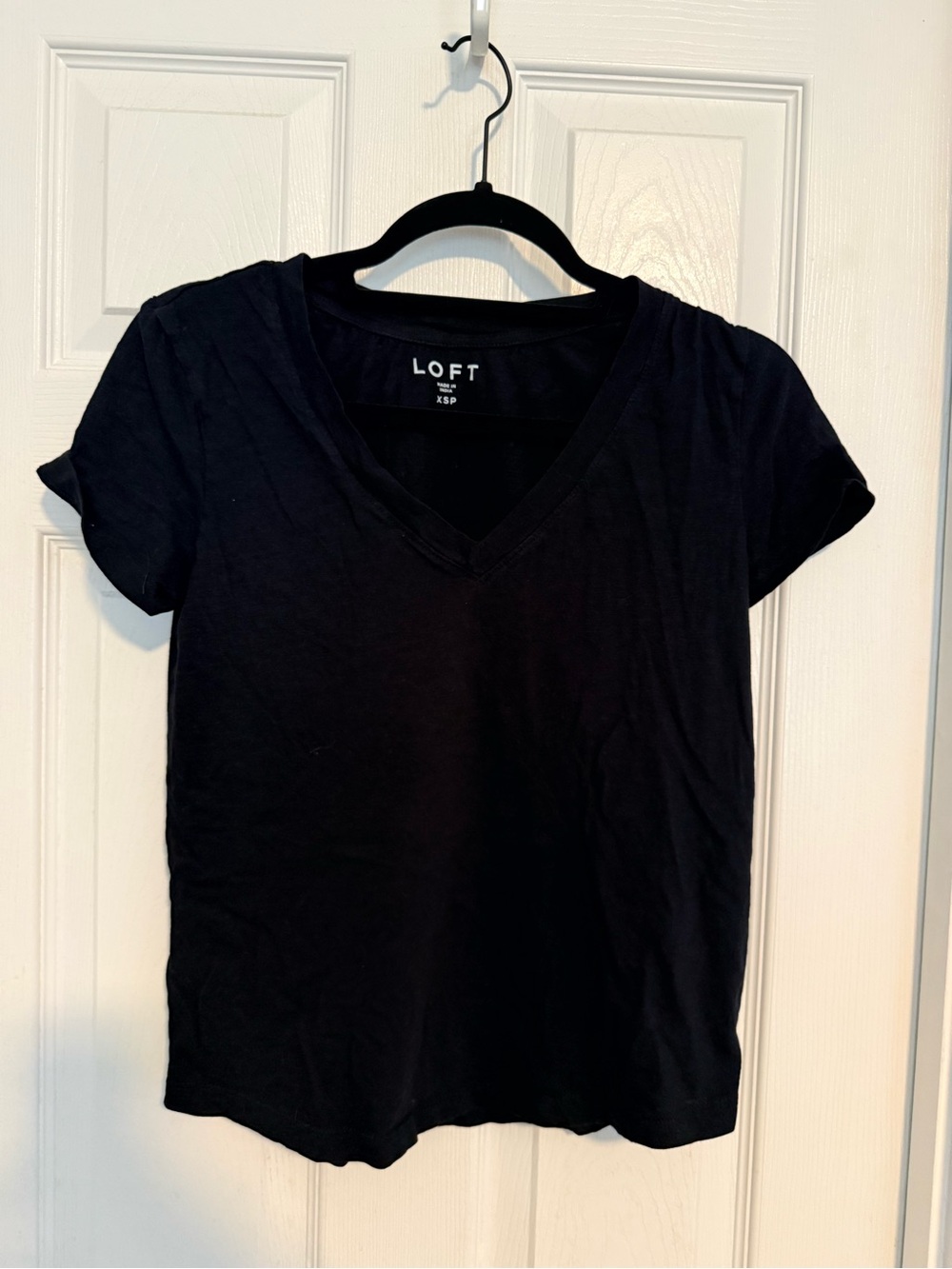 LOFT Black Short Sleeve V-Neck Tee
